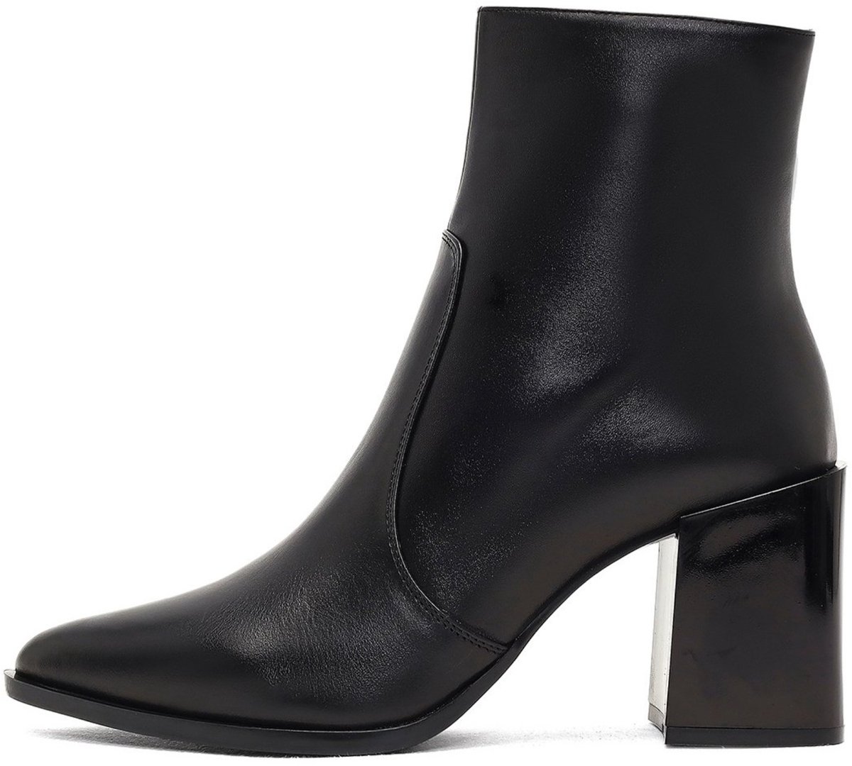DERIMOD Heeled Ankle Boots Patent Leather Heeled Ankle Boots