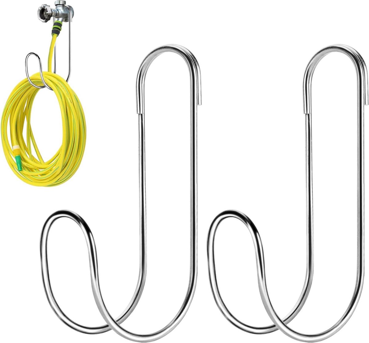 Tuinslang Hanger - Kraan Haken - Slang Opbergen - Roestvrij Staal - 2 Stuks - Zilverkleuri