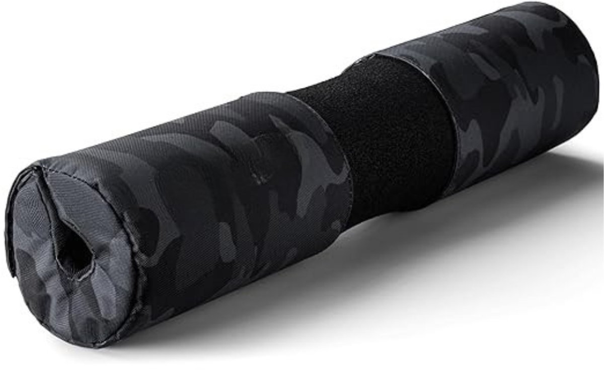 Verte Barbell Pad - Halternek-Kussen – Heupstootkussen met Klittenbandsluiting – Halternek-Kussenhoes voor Squats – Billen Training – Sportschoo - Camo Zwart