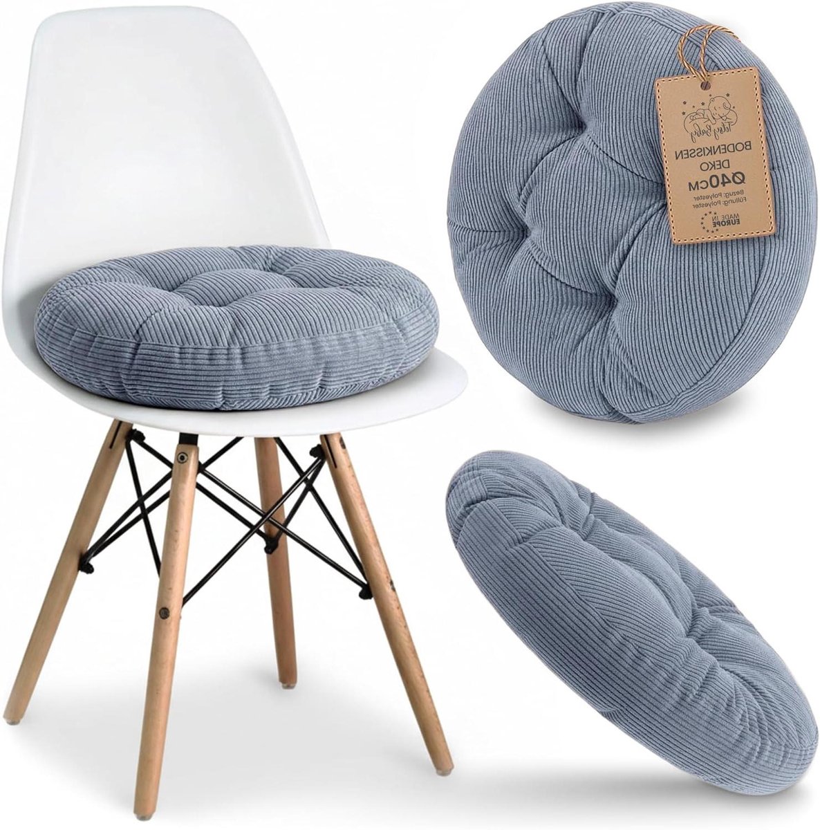 Stoelkussen Rond - Zitkussen Corduroy - Comfortabel Zitten - Handgemaakt in EU - 40 cm - D