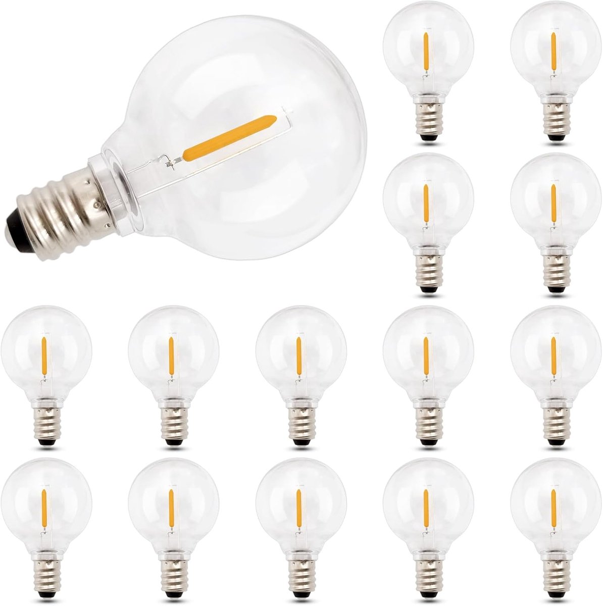 SnelShoppen - 15Pcs G40 LED Buitenlampen, 1W E12 Vervangingslampen voor Sfeerverlichting, IP44 Waterdicht, Warm Wit 2200K, Perfect voor Tuin, Patio, F