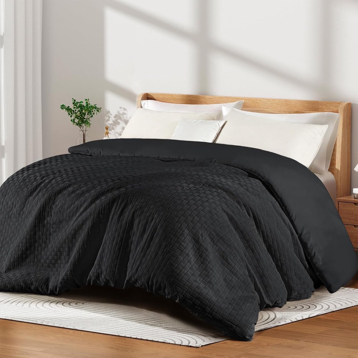 Dekbed 200 x 200 cm - Warm en Superzacht voor het Hele Jaar, Ademend Dekbed voor 4 Seizoenen - Zwart