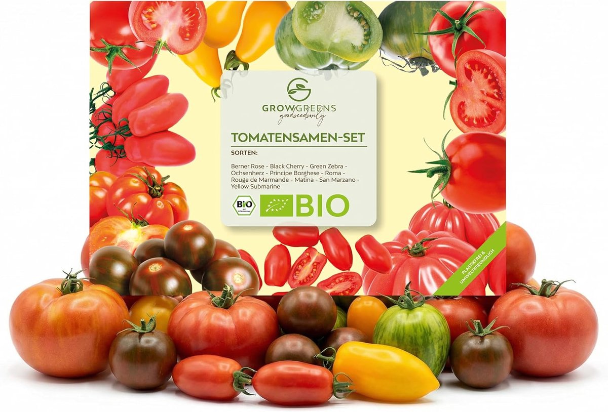 SnelShoppen - BIO Tomatenzaad Mix met 10 Soorten - Organische Tomatenzaad Set voor Planten - Ideaal voor Terras, Balkon & Tuin - Hoogwaardige Zaden