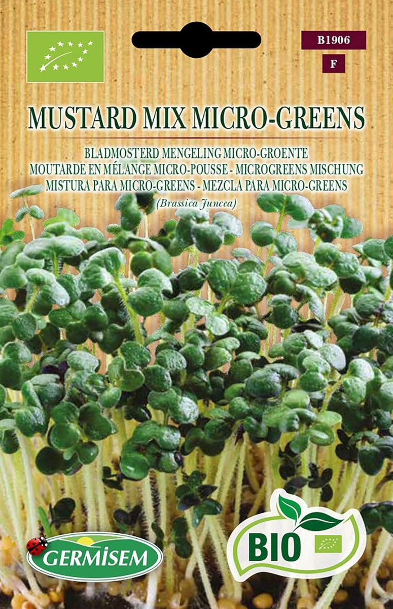 SnelShoppen - Biologische Mosterdmix Microgroenten Zaden 10g - Gezonde Microgreens voor in de Keuken, Tuin of op Feesten - Smaakvolle en Kleurige Groe