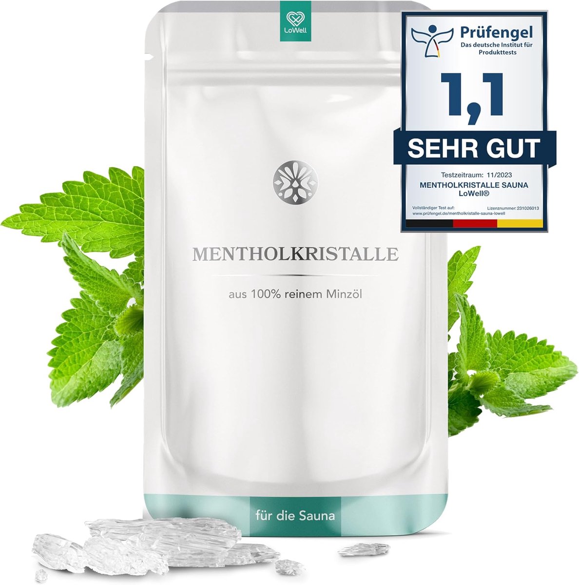 SnelShoppen - 50g Menthol Crystals - 100% Pure Mint voor Sauna Infusie - Resealable Zak - Ideaal voor Ontspanning en Verfrissing