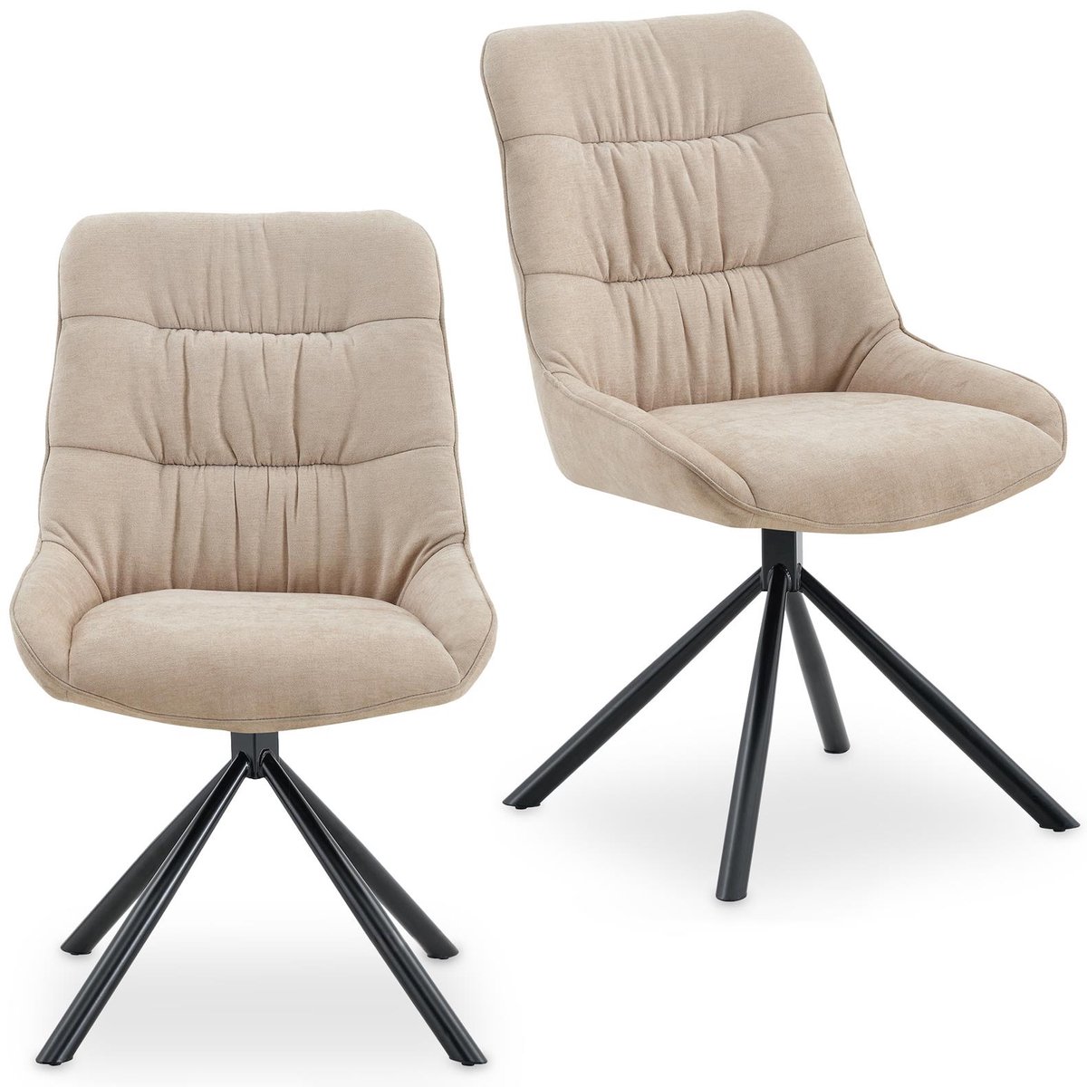 Eetkamerstoelen LIBRA, set van 2, draaibaar – beige