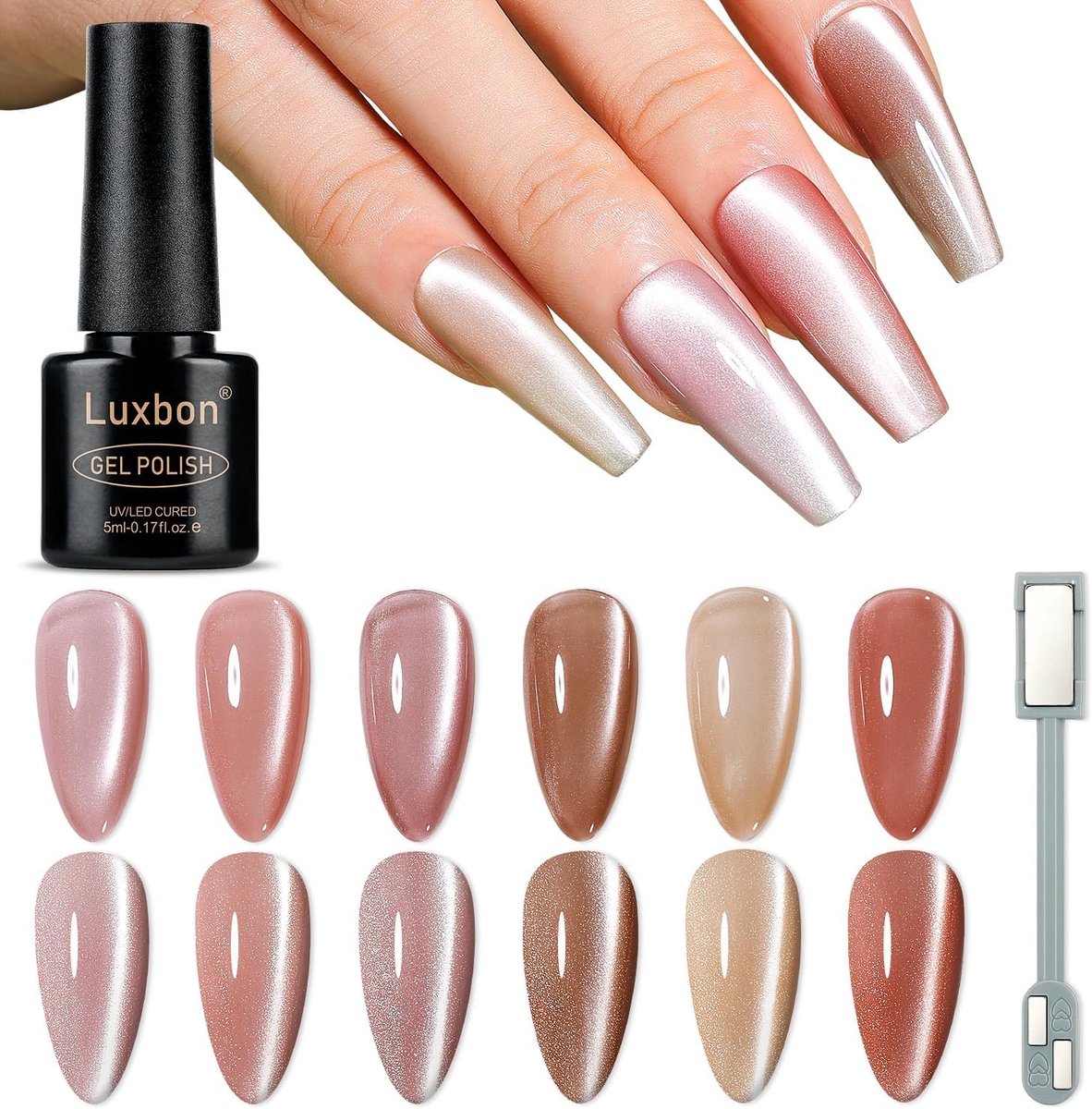 SnelShoppen - 6 Stuks Cat Eye Magnetische Gel Nagellak Set - Herfst Kleuren, UV LED Langdurige Gel Polish voor Manicure, Chipbestendig en Glanzend