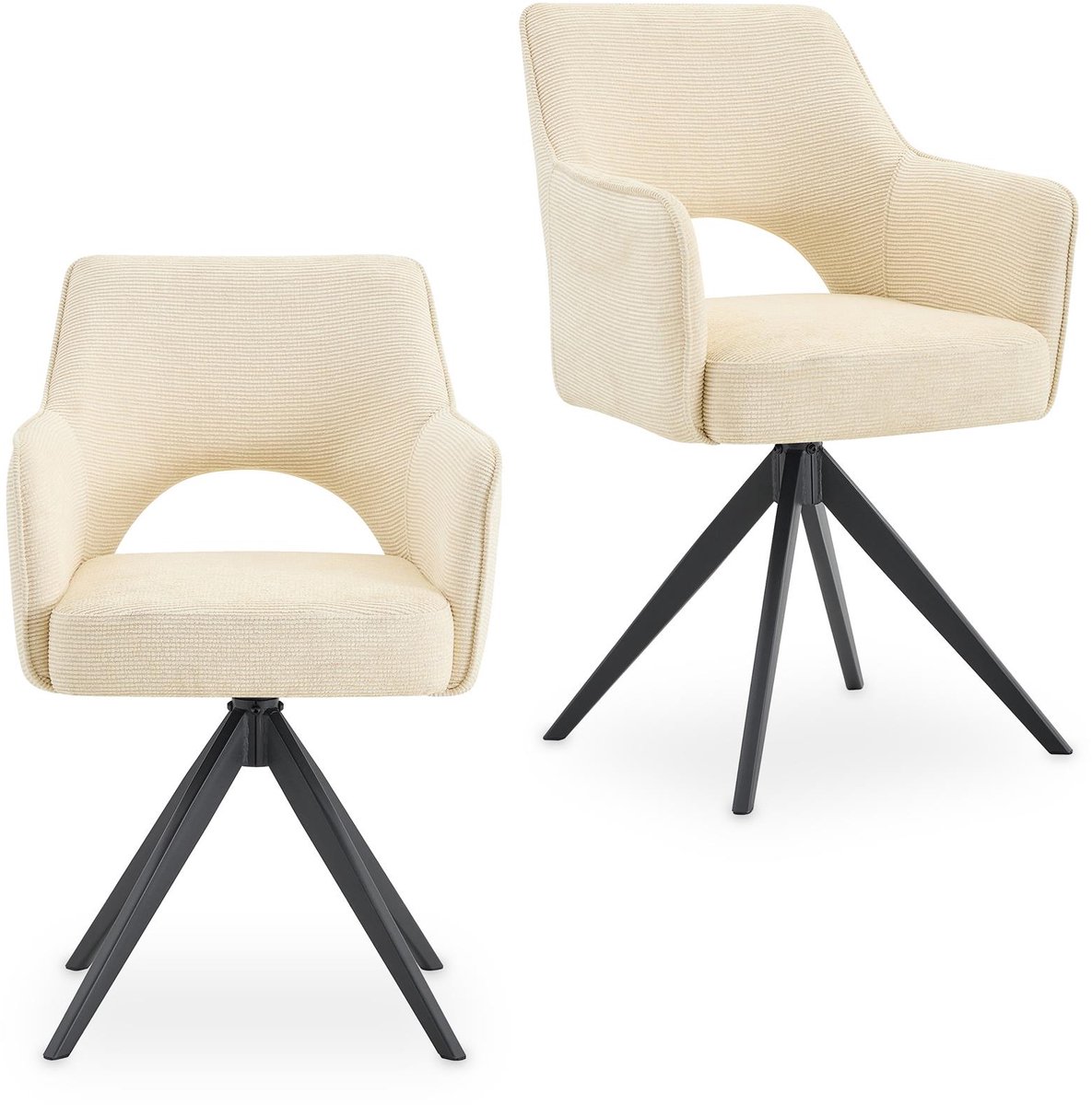 Eetkamerstoelen FLORENCE, draaibaar, set van 2 – crèmewit