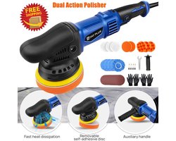 Cherrys Finds - Polijstmachine - Polijstschijven - Polijstmachine Auto - Polijstmachines - Polijstset - 5000 W - Dual-action excentrische autobuffer - 6 snelheden - Autodetaillering - 120mm