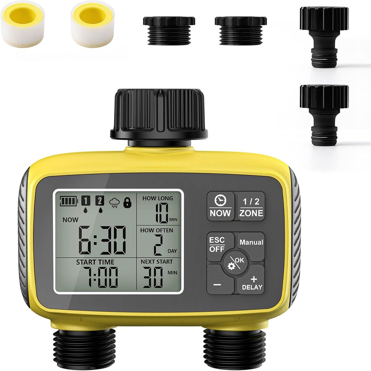 SnelShoppen - Geen Batterij Water Timer - 2 Outlet Sprinkler Timer Automatisch Bewateringssysteem voor Tuin, Slangtimer, Plantenbewatering, Irrigaties