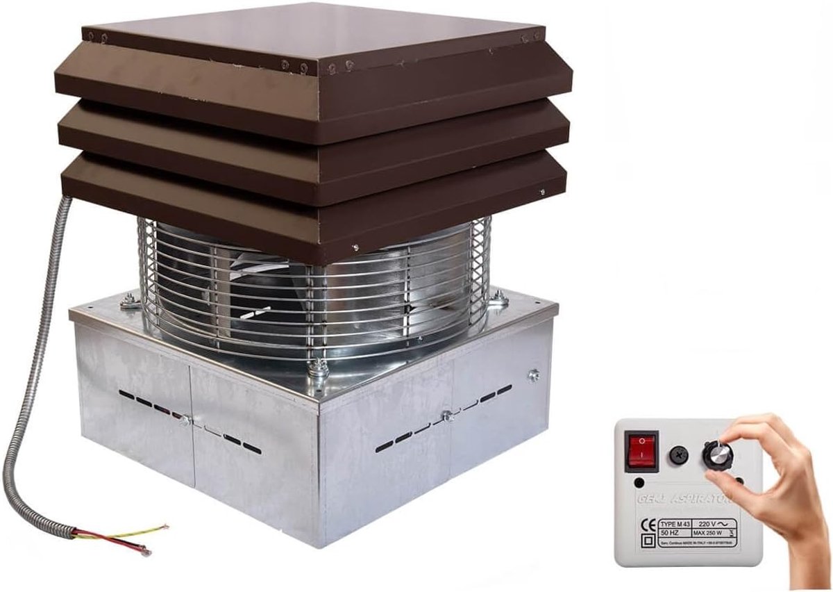 SnelShoppen - Flue Gas Fans voor Houtkachels en Schoorstenen - Hoge Temperatuur Ventilator met 2500 m³/h Zuigkracht en 6 Snelheden - Robuust Staal - I