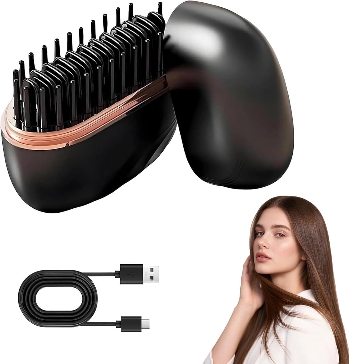 SnelShoppen - Draadloze Mini Haardroger, Oplaadbare Mini Haar stijltang, 3-Staps Temperatuurcontrole, Brandbeveiliging voor Haar en Baard Styling