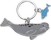 Metalen zeehond sleutelhanger 5 cm