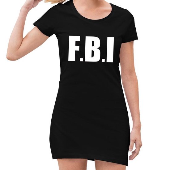 FBI feest / verkleed jurkje zwart voor dames - politie jurk 40
