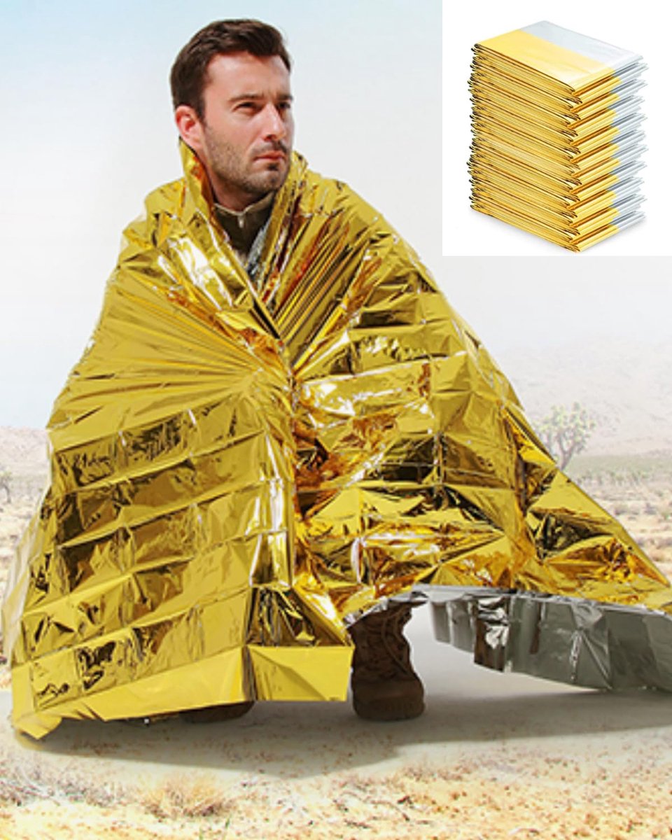 Emergency Survival Blankets 10 Pack - 160x210cm Gold Silver Thermal Foil Blankets - Reflective Mylar Emergency Blankets for Camping Hiking First Aid Outdoor Survival