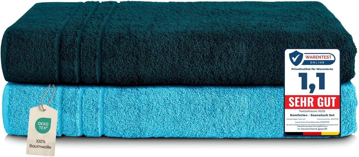 SnelShoppen - XXL Sauna Handdoek Set 2 Stuks 80x200 cm - 100% Katoen - Ideaal voor Sauna, Wellness, Strand en Zwembad - Zachte en Sneldrogende Badhand