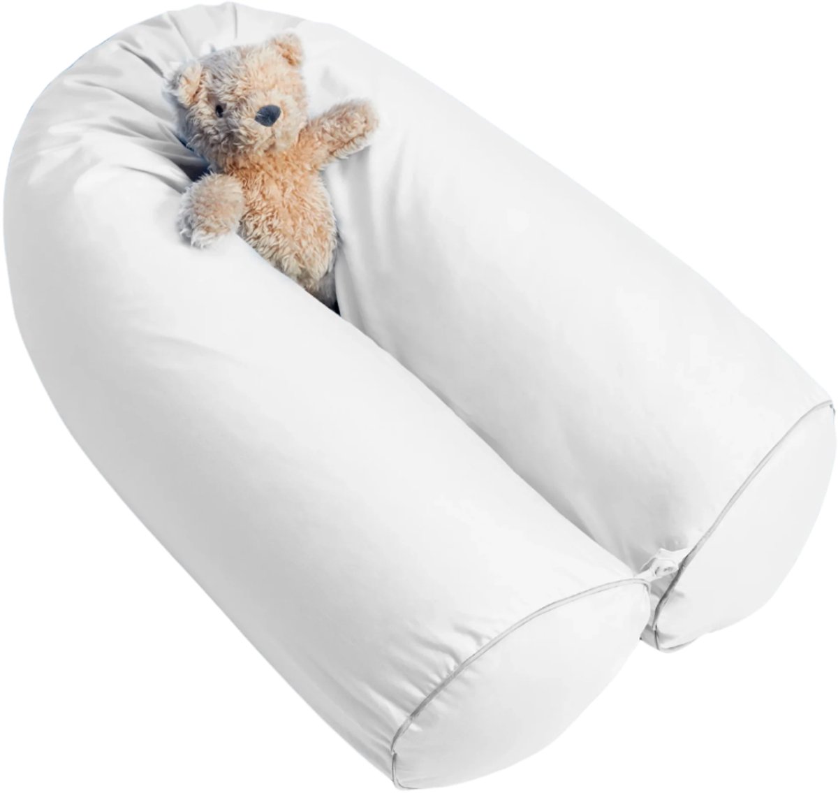 Cloudpillo Nest Kussensloop - 150 x 24 cm - Cloudy White - 100% Katoen Satijn 300 TC - Ademend - Antibacterieel - Hypoallergeen - YKK-rits - Machinewasbaar - OEKO-TEX