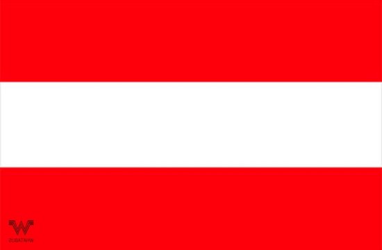 Vlag Oostenrijk - Landenvlag Sticker - Reis Dagboek - UV-vernis Buitenkwaliteit - 85 x 55 cm - Rood