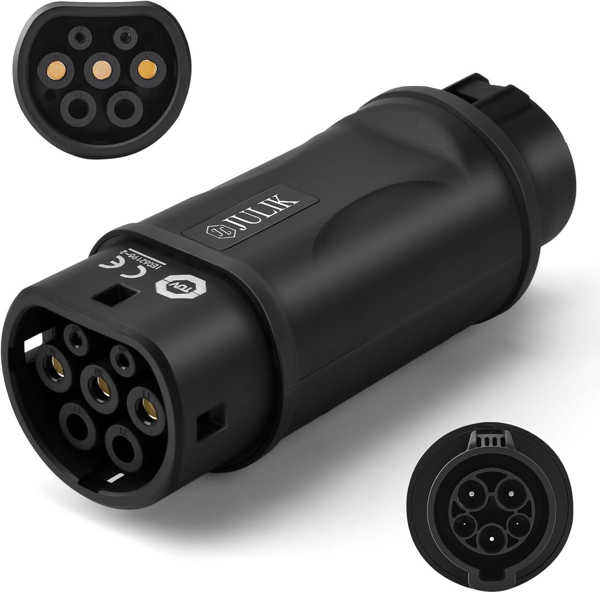 SnelShoppen - JULIK Type 1 naar Type 2 EV Adapter 32A/16A - SAE J1772 Stekker naar IEC 62196 Stopcontact - Elektrische Auto Oplader Adapter - Geschikt