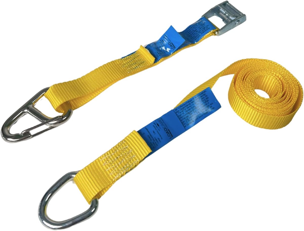 Thijox - Bevestigingsband Kofferbak Ladingbeveiliging - 2-delige LC 175 daN Bagageband 25 mm Breed met Quick View-label - 2 meter voor Auto, Caravan,