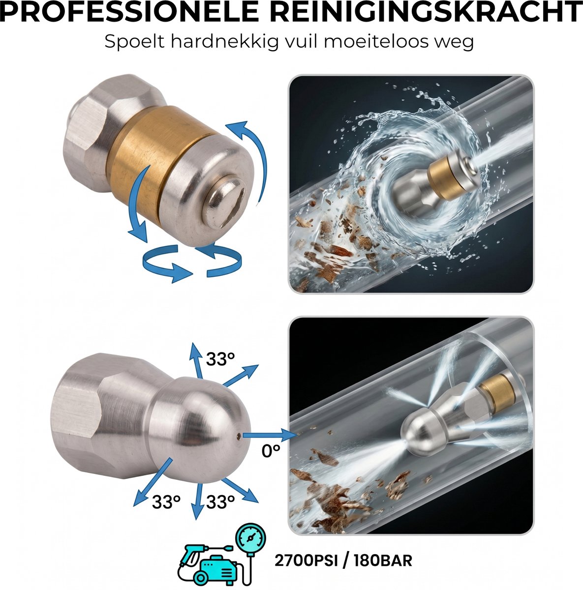 Somstyle Rioolslang 30 Meter Geschikt Voor Kärcher K2, K3, K4, K5, K6, K7 & Lavor Hogedrukreiniger - Rioolrat - Slang Reiniging Set – foto 8