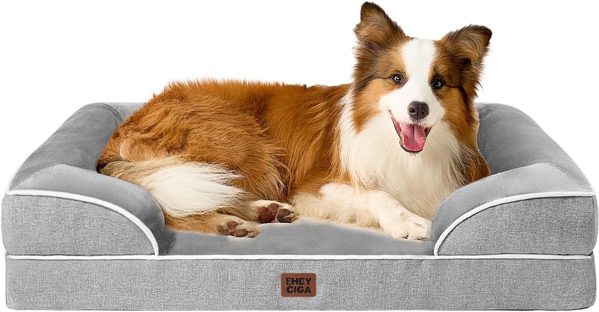Thijox - Orthopedisch Hondbed voor Grote en Middelgrote Honden - Memory Foam Hondenmand - Wasbaar en Waterdicht - Antislip Hundecouch met Hoge Rand