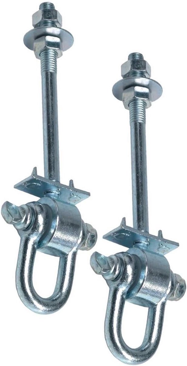 SnelShoppen - Set van 2 Schommelhaken Safety met D-sluiting, M12x140 mm, Voor Houtdikte tot 120 mm, Ideaal voor Tuin, Camping en Speeltuinen