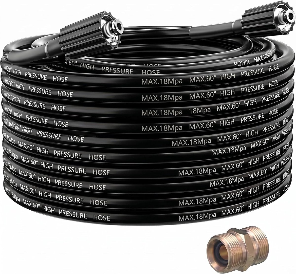 SnelShoppen - 10M Hoge Druk Slang voor Hogedrukreiniger, M22 x 14mm Vervangingsslang tot 240Bar, Geschikt voor Kärcher en Kranzle, Tuin en Auto Reinig
