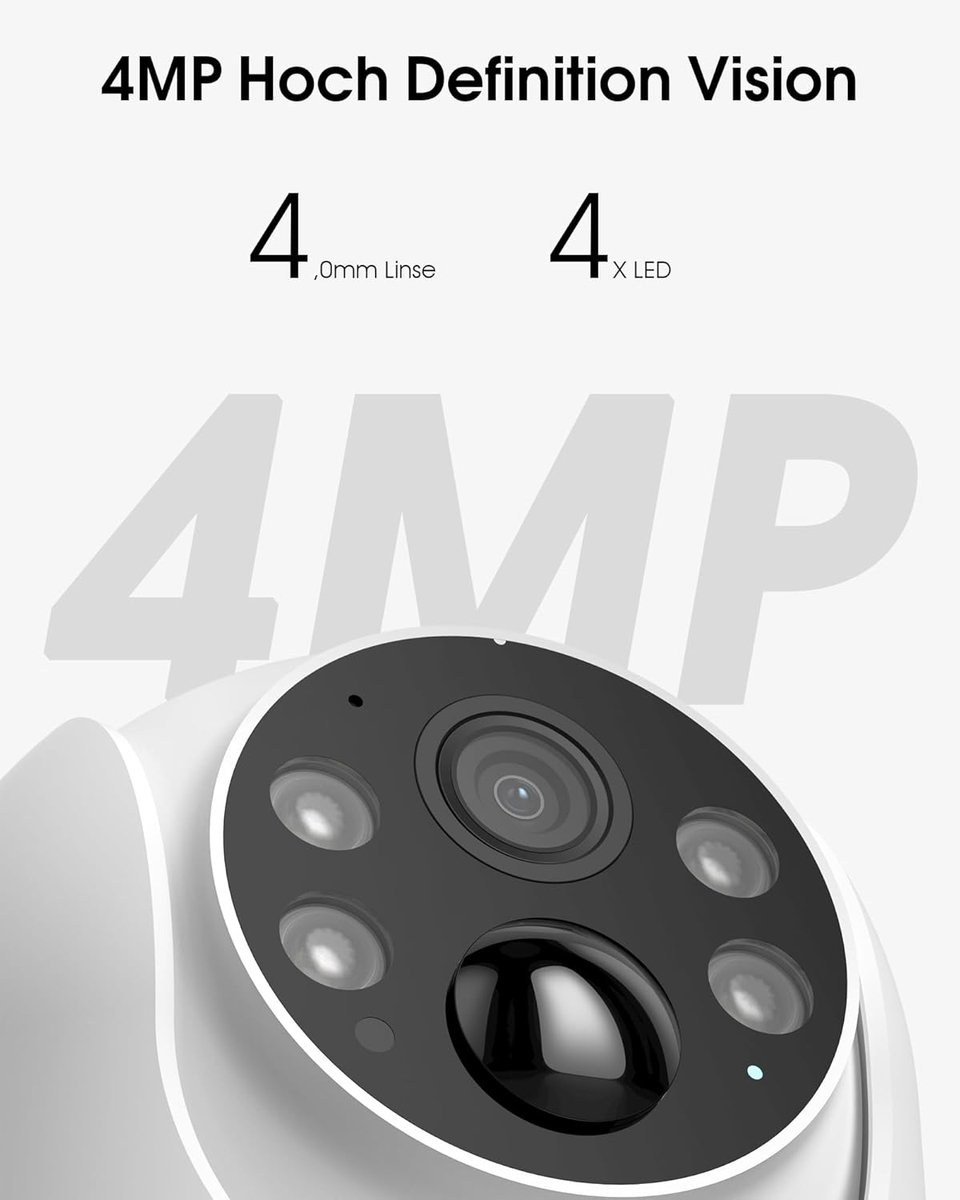 SnelShoppen - 4MP Draadloze Bewakingscamera op Zonne-energie voor Buiten, Nachtzicht in Volledige Kleur, 2-weg Audio, Waterdicht, Compatibel met Alexa