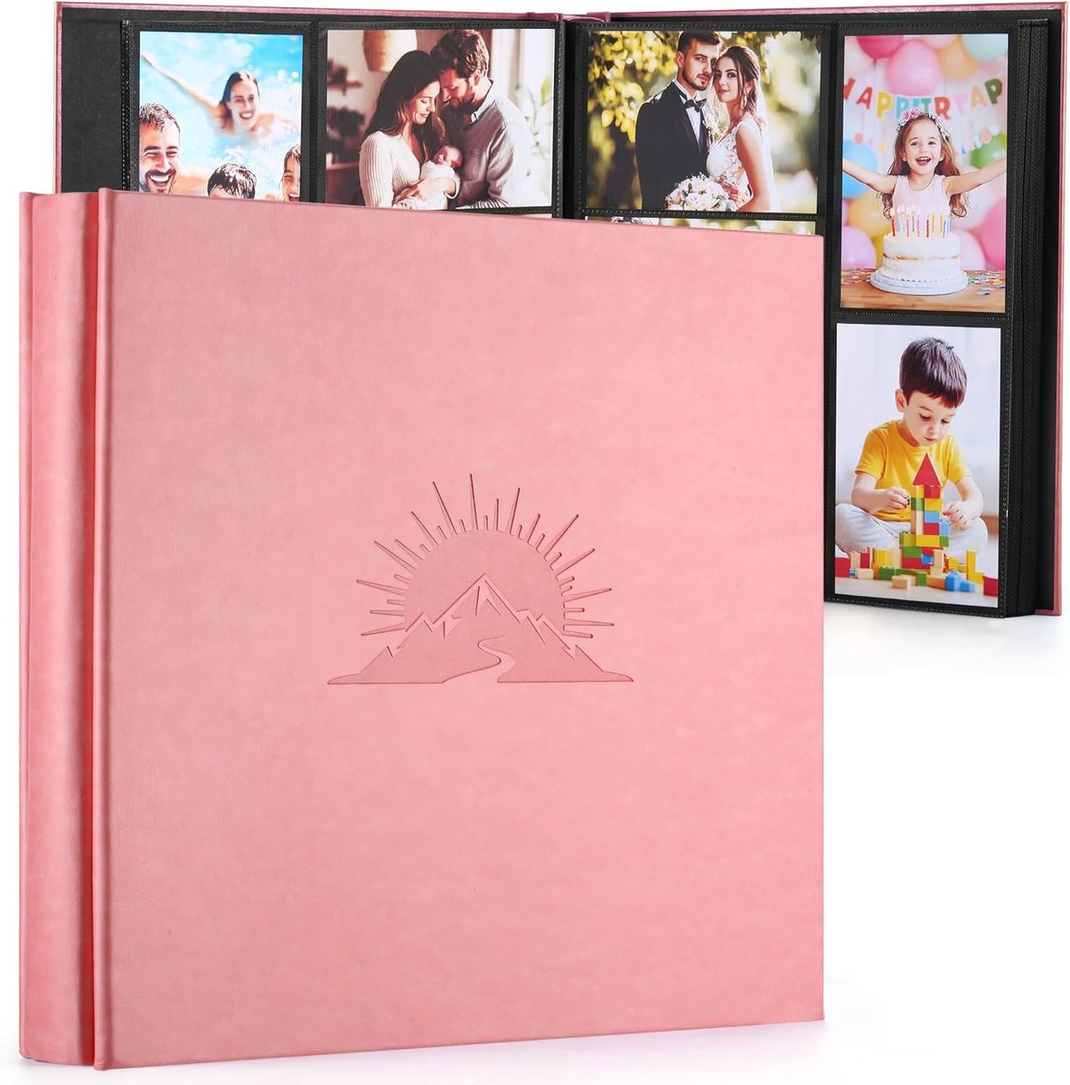 SnelShoppen - Fotoboek 10x15 cm voor 600 Foto's - Luxe Leren Foto Album met Elegante Embossing - Ideaal voor Trouwen, Jubileum, Baby en Familie