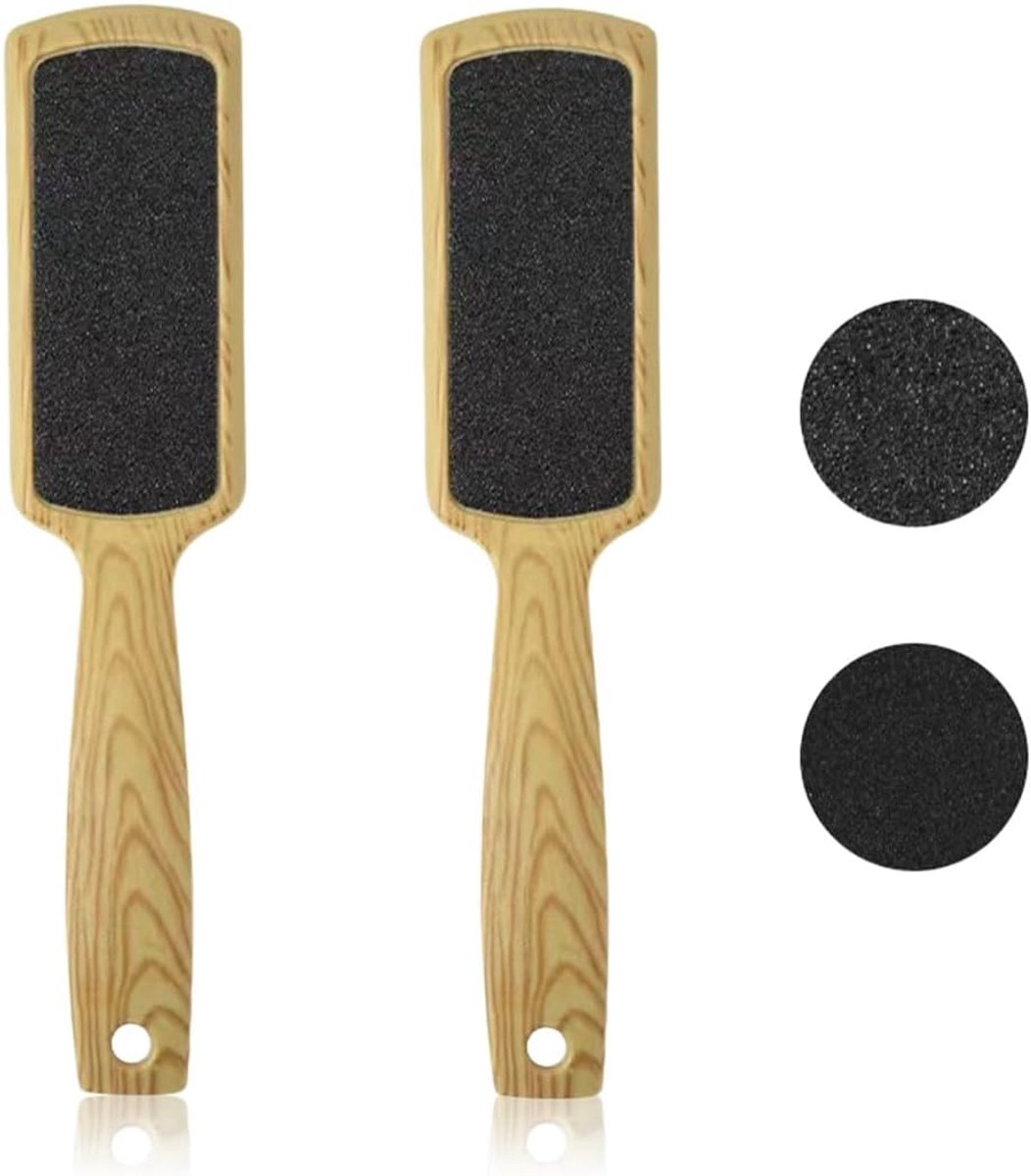 SnelShoppen - Callus Files Set van 2 Stuks, Dubbelzijdige Houten Callus Vijl voor Professionele Pedicure, Geschikt voor Spa en Verwijdering van Dode H