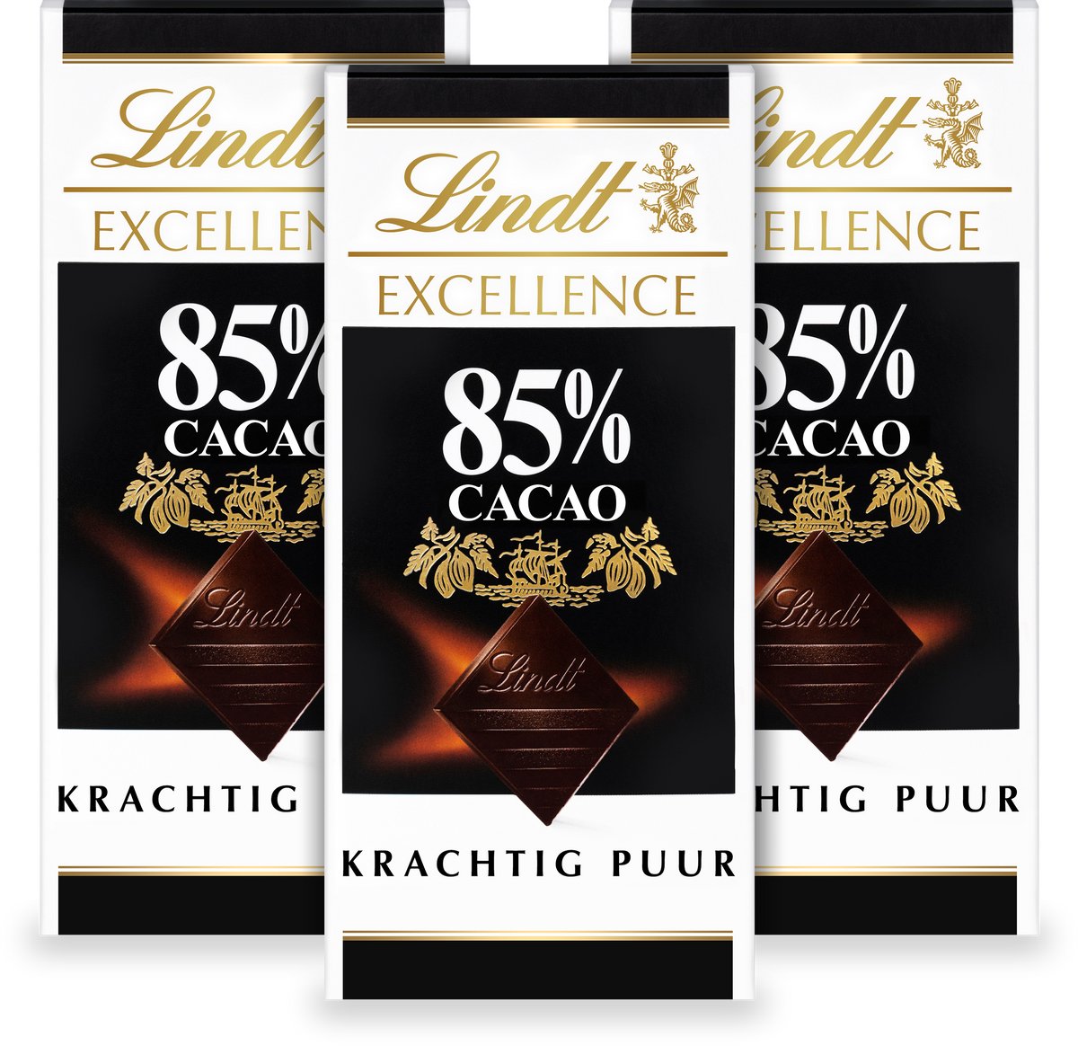Lindt EXCELLENCE Chocolade Reep Puur - 85% Pure Chocoladereep - 100g per reep - 3-pack