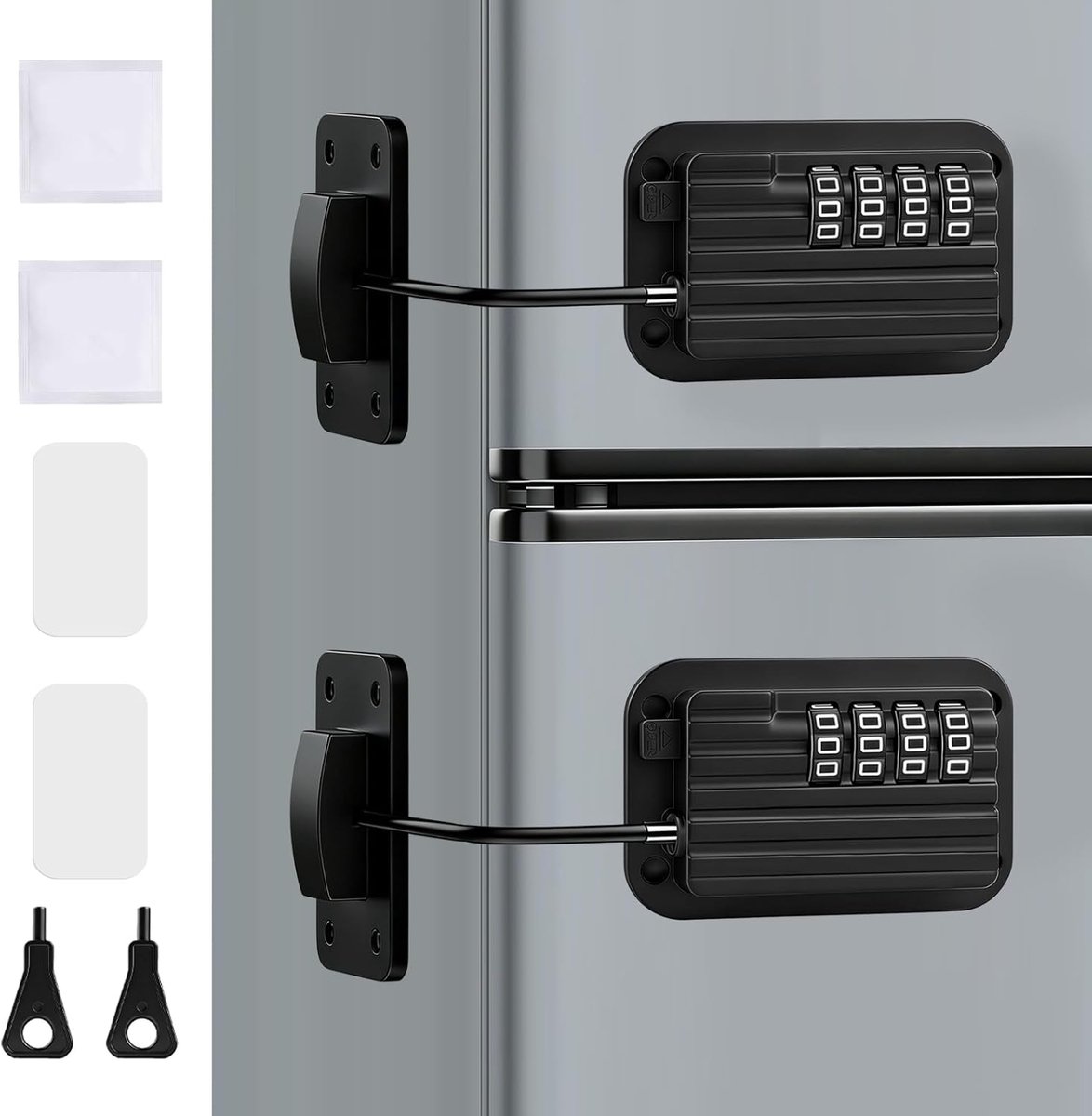 SnelShoppen - Veiligheidslock voor Koelkast - Code Slot met Zelfklevende Bevestiging - 2 Stuks - Perfect voor Kinderen en Volwassenen - Ideaal voor Ke