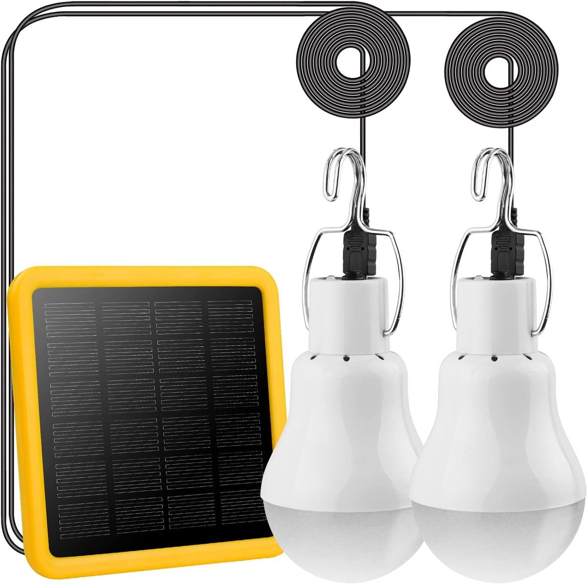 SnelShoppen - 110 Lumen Solar LED Hanglampen met 800 mAh Zonnepaneel en 3.5 m USB Kabel voor Tuin, Camping, Tuinhuis en Schuur