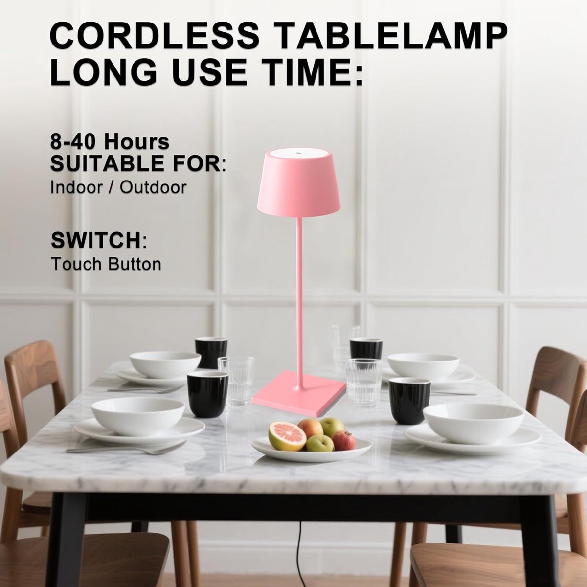 SnelShoppen - Dimbare USB Oplaadbare Aluminium Touch Tafel Lamp 2.2W - IP54 Buiten/ Binnen - Perfect voor Bureau, Slaapkamer, Tuin, Camping