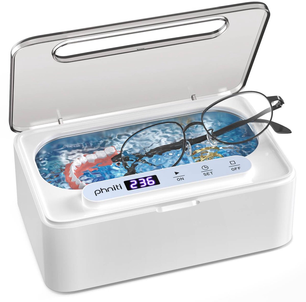 SnelShoppen - Ultrasonic Cleaner, 47 kHz Ultrasoon Reinigingsapparaat voor Brillen, Sieraden, Tandrails - 330 ml, 3 Modi, Draagbaar, Voor Thuisgebruik