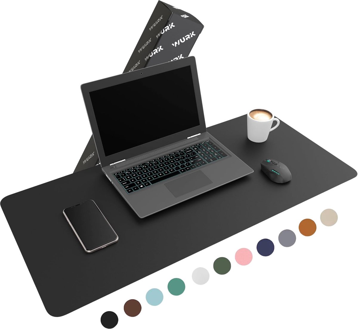 SnelShoppen - WURK Professionele Desk Mat XXL 90x45 cm - Multifunctionele Mouse Pad - Zwart - Ideaal voor Laptop en Computer - Ruime Bureau Ondergrond