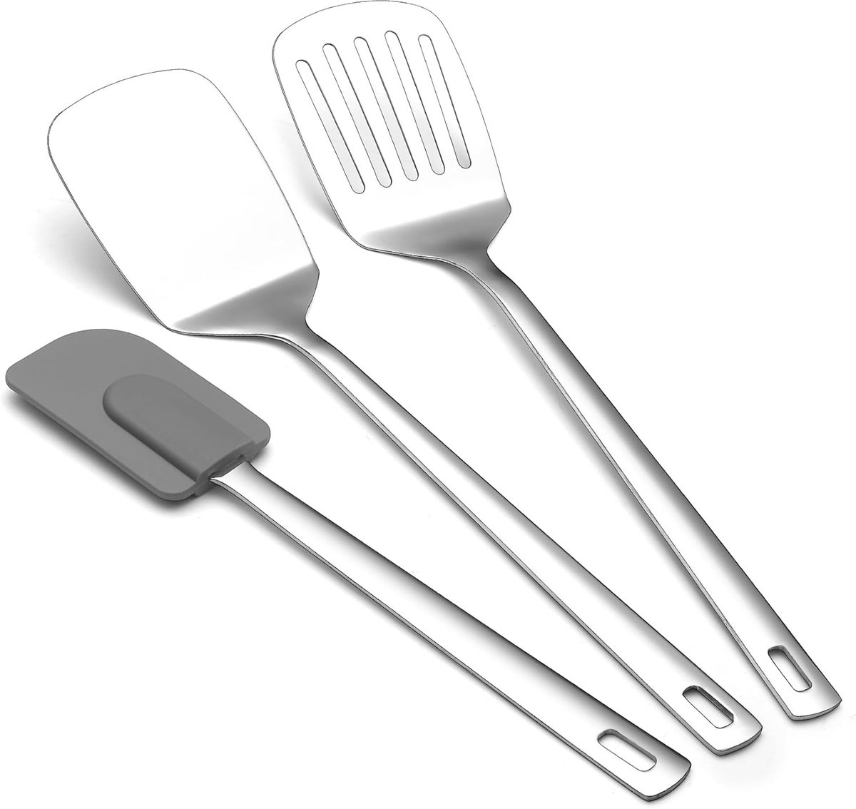 SnelShoppen - RVS Spatel Set 3 Delig - Stabiele, Hittebestendige Keuken Spatels - Flexibel