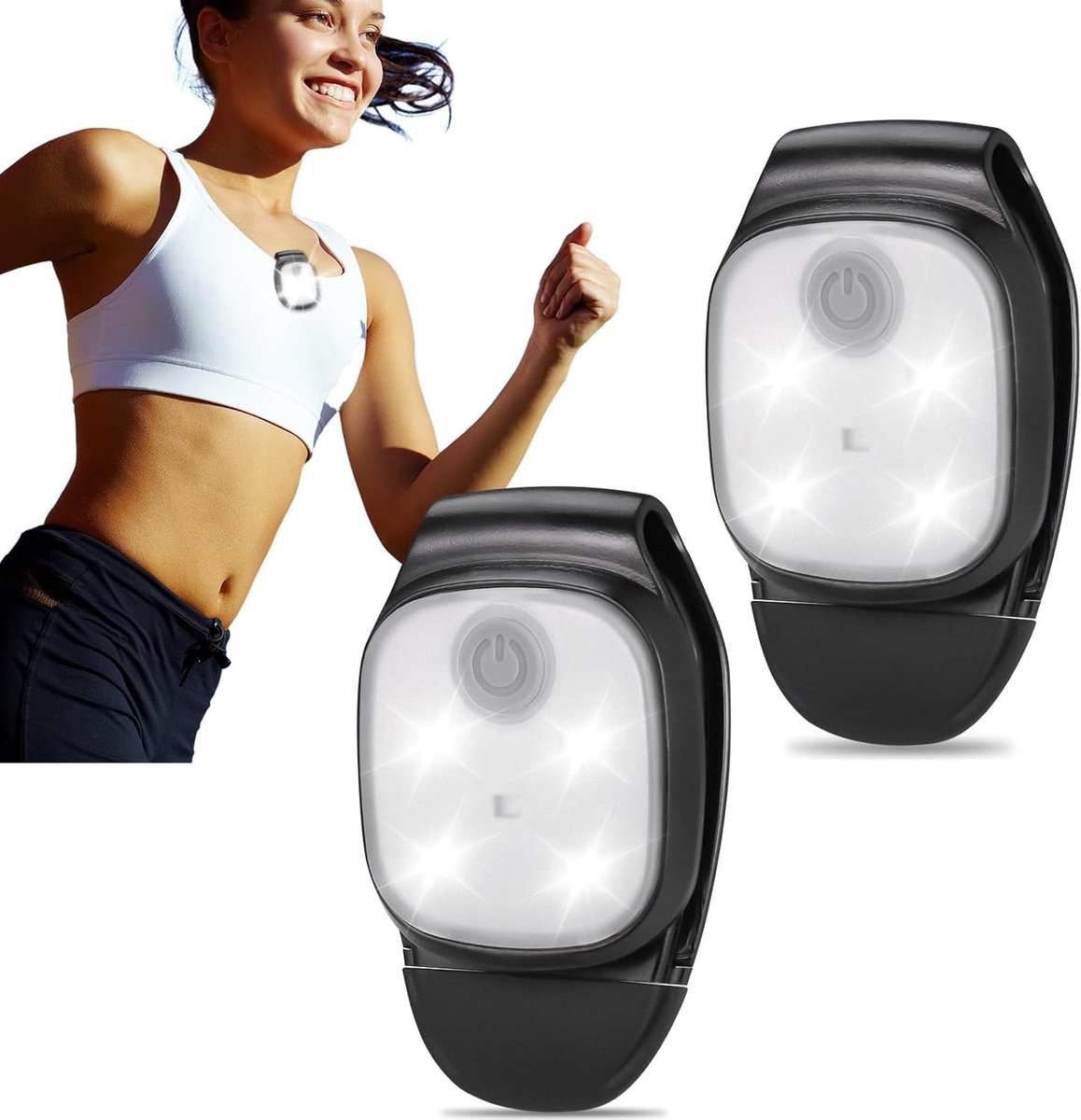 SnelShoppen - Oplaadbare LED Outdoor Nacht Clip Looplicht - Multifunctionele Ultra Heldere Wandellamp - 180 Lumen - Joggen, Camping, Hiken, Hond Uitla