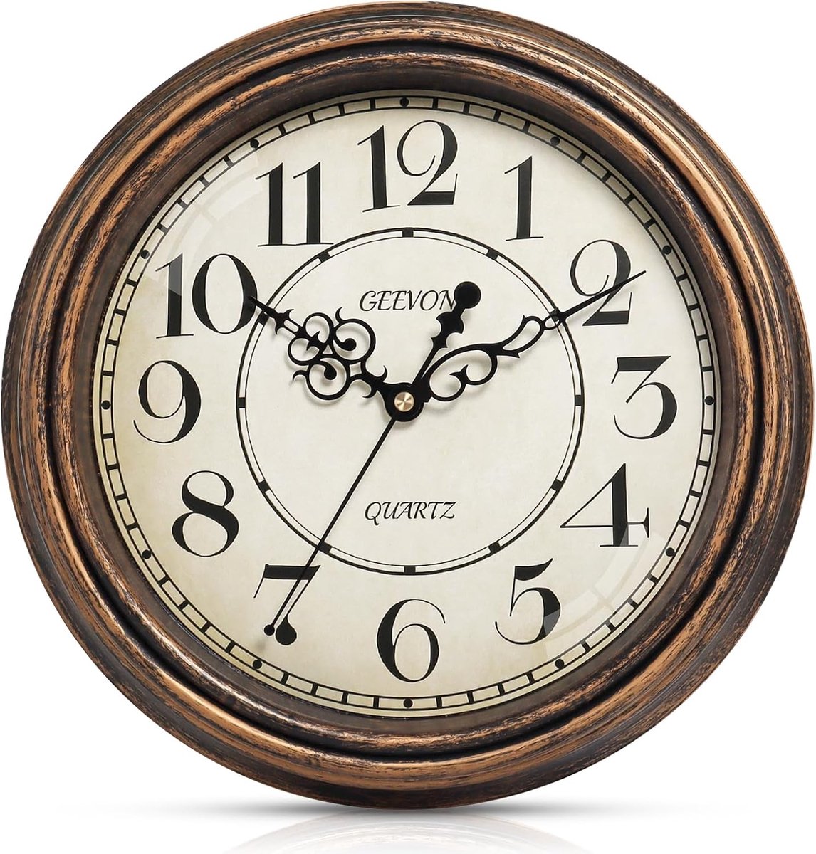 SnelShoppen - Retro Wandklok Noiseless Geen Tikkende Geluiden 12 Inch Vintage Quartz Wandklok voor Keuken, Kantoor, Slaapkamer, Woonkamer, Klaslokaal