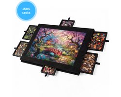 Livista Puzzelplaat voor 1500 Puzzelstukjes met 6 Lades – Puzzelbord met Opbergsysteem -– Puzzelmat van Vilt – Puzzeltaf
