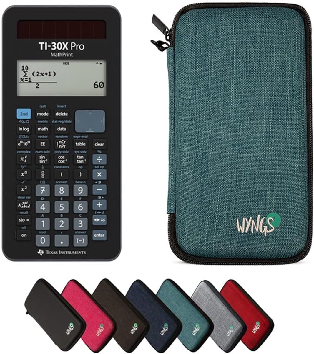 SnelShoppen - TI-30X Pro MathPrint Wetenschappelijke Calculator met WYNGS Beschermhoes Turquoise - Hoogwaardige Resolutie, Gebruiksvriendelijk en Idea