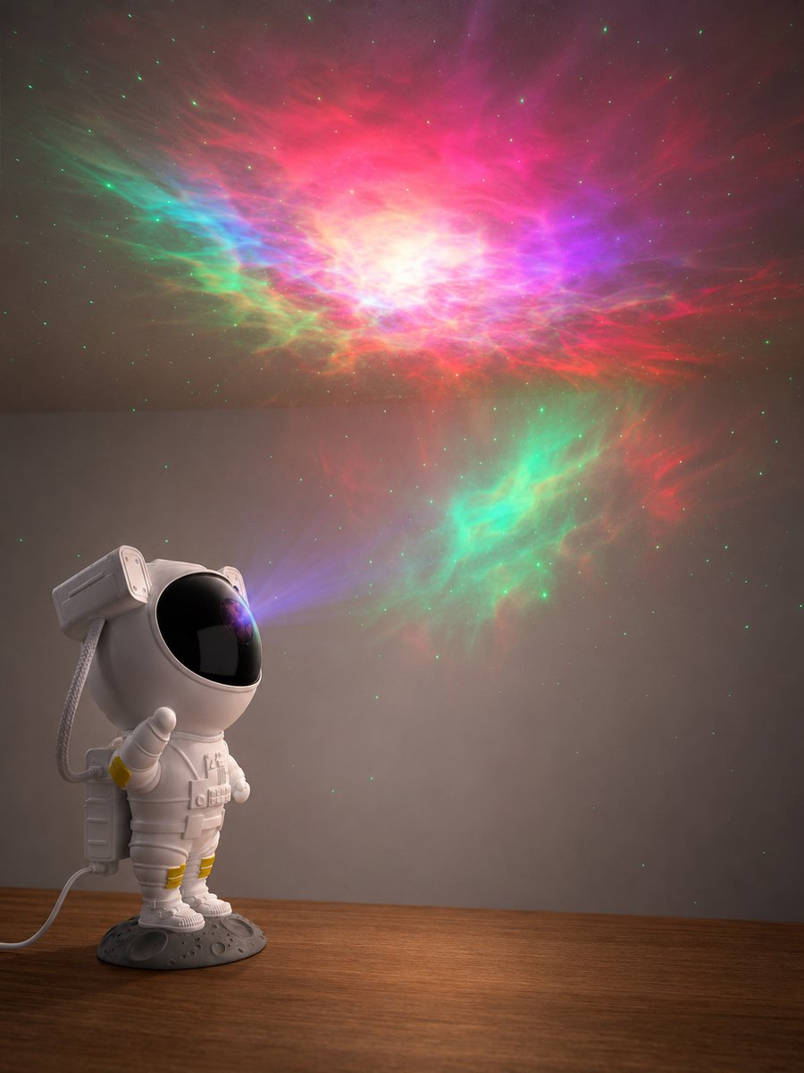 ZoeZo Sterren Projector Astronaut - Sterrenhemel Nachtlampje - Star Galaxy Projector - Incl Afstandsbediening - 45 of 90 Minuten Timer - USB-C