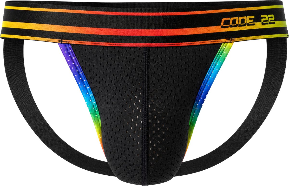 CODE 22 Pride Jockstrap Black - MAAT L - Heren Ondergoed - Jockstrap voor Man - Mannen Jock