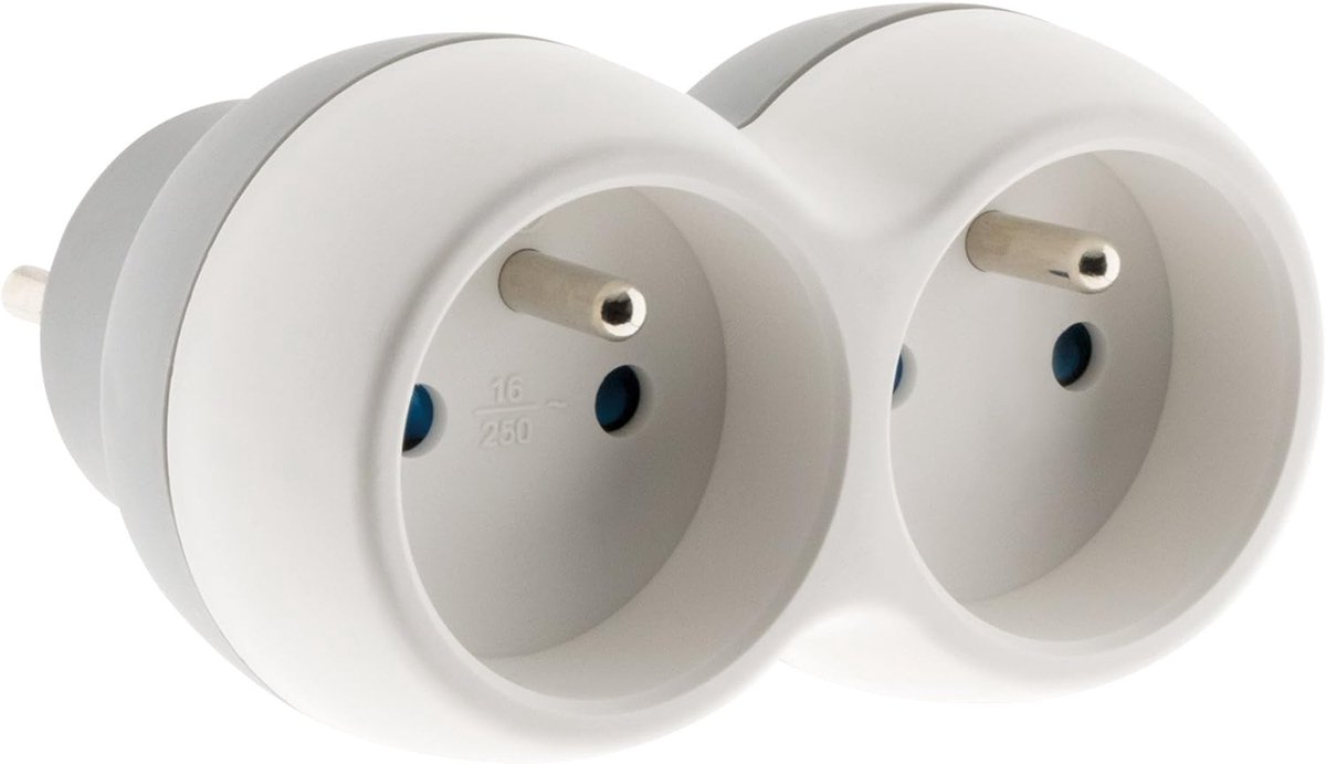 SnelShoppen - Powerstrip Gevel 2x16A, Elegant Grijs/Wit, Voor Buiten, Tuin, Camping, Flush-Montage, Veilig en Praktisch