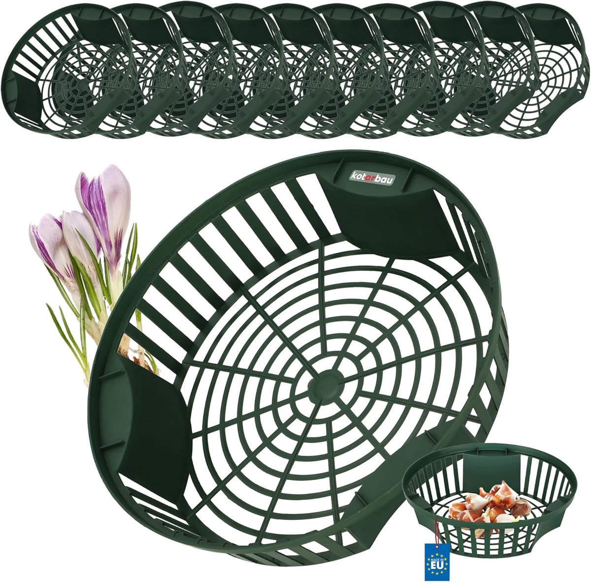 SnelShoppen - Set van 10 Plantmanden voor Bloembollen ⌀ 265mm - Duurzaam Kunststof, Perfect voor Tuin, Balkon & Plantenbakken