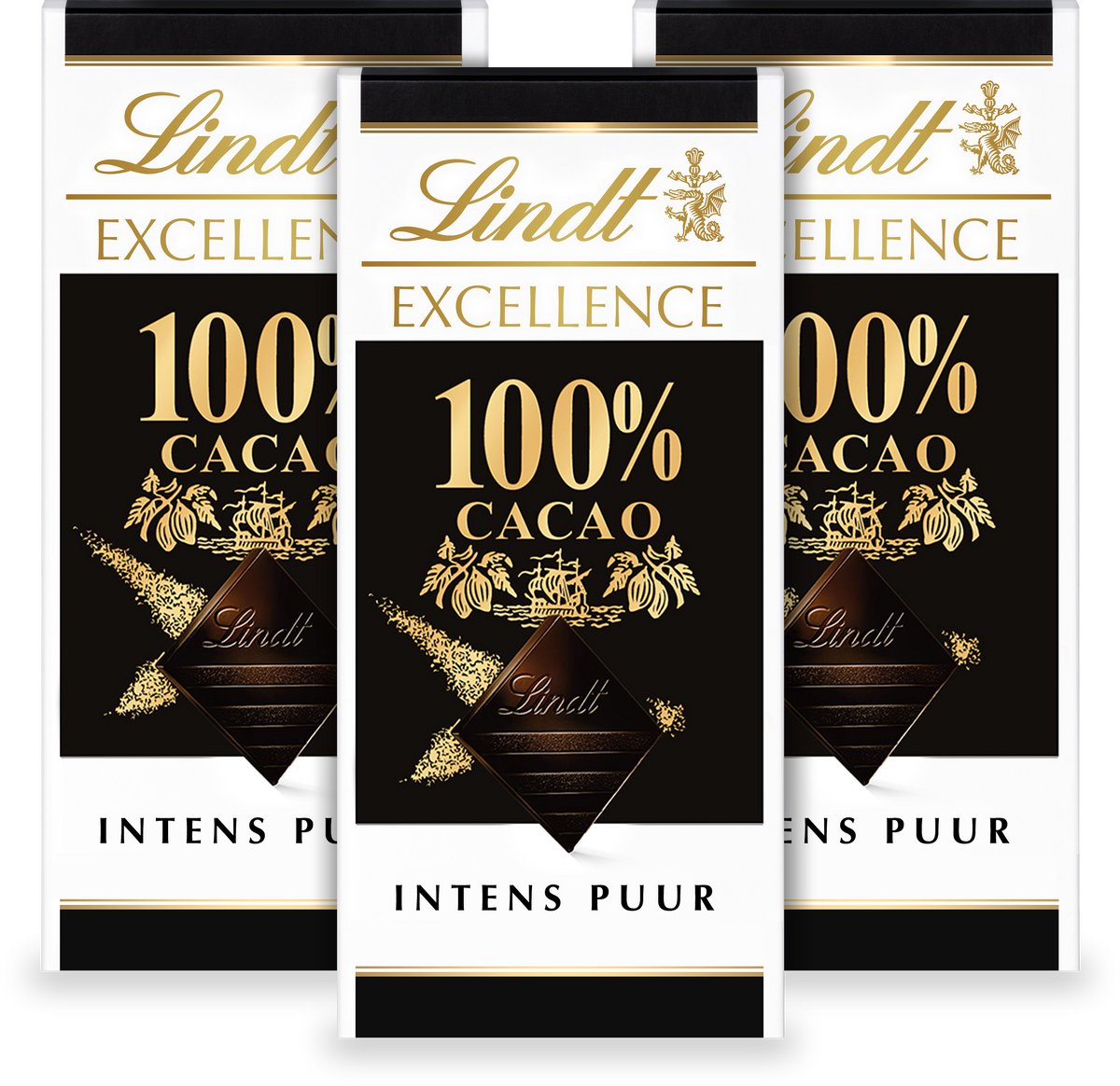Lindt EXCELLENCE Chocolade Reep Puur - Donker 100% cacao 50g - 3-pack
