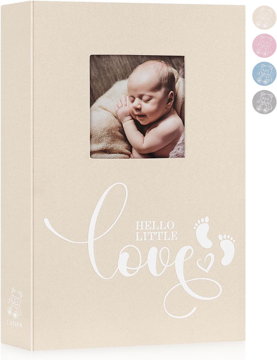 SnelShoppen - Baby Foto Album 10x15 cm - 300 Foto's - Linnen - Newborn Kinder Foto Boek - 1e Verjaardag - Beige - Perfect voor Jongens en Meisjes