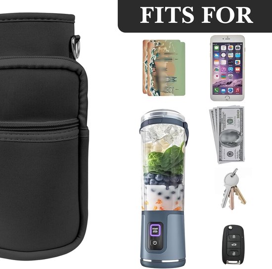 SnelShoppen - Linkidea Blender Opbergtas - Verstelbare Smoothie Blender Draagtas met Schouderband - Draagbare Kleine Blender Container - Neopreen - Zw van Snelshoppen — afbeelding 2