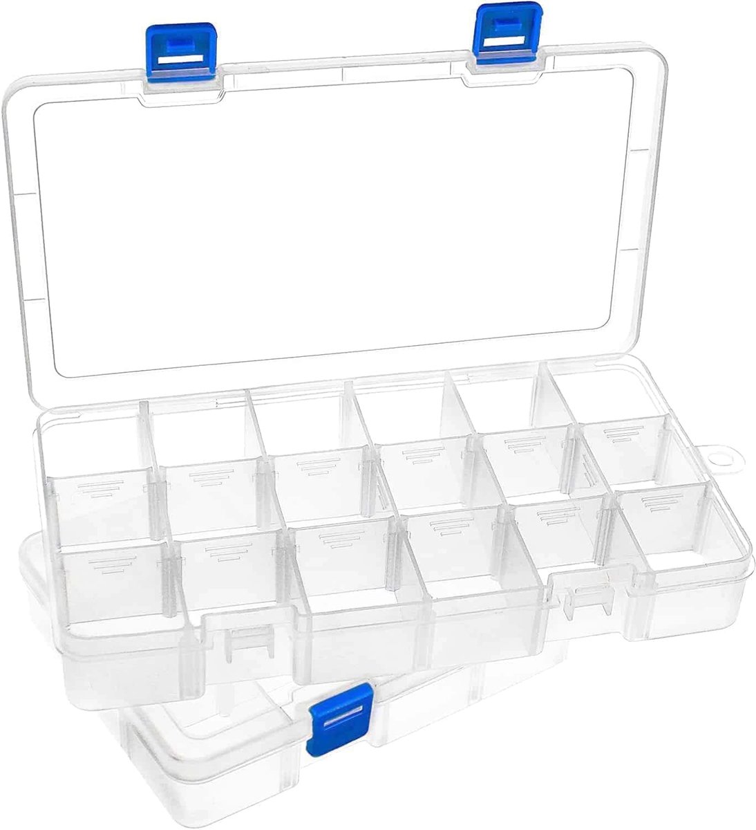 SnelShoppen - 18 Roosters Plastic Opbergdozen voor Kralen, Sieraden Organizer met Compartimenten, Draagbare Doos voor Oorbellen, Vishaak en Kleine Acc